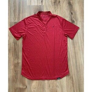 PRIMO Golf Sz L Performance Polo Shirt Blade Collar Red Abstract Squiggle Mens